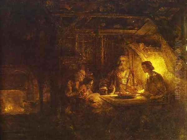 Philemon and Baucis Oil Painting by Rembrandt Van Rijn