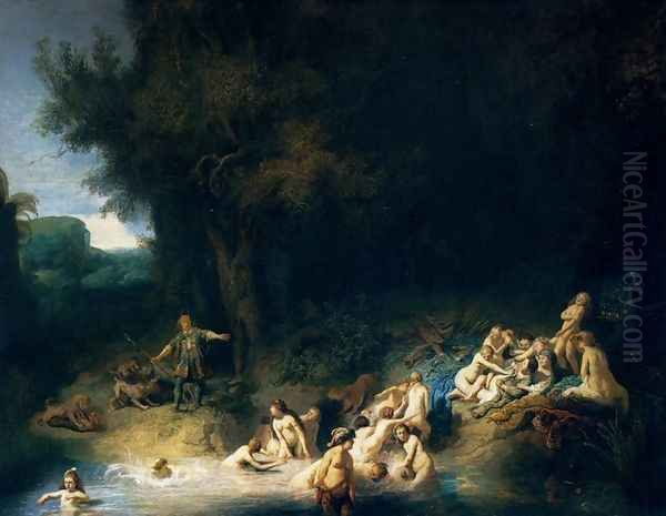 Diana Bathing, with the Stories of Actaeon and Callisto Oil Painting by Rembrandt Van Rijn