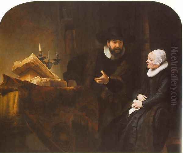 The Mennonite Minister Cornelis Claesz. Anslo in Conversation with his Wife, Aaltje 1641 Oil Painting by Rembrandt Van Rijn