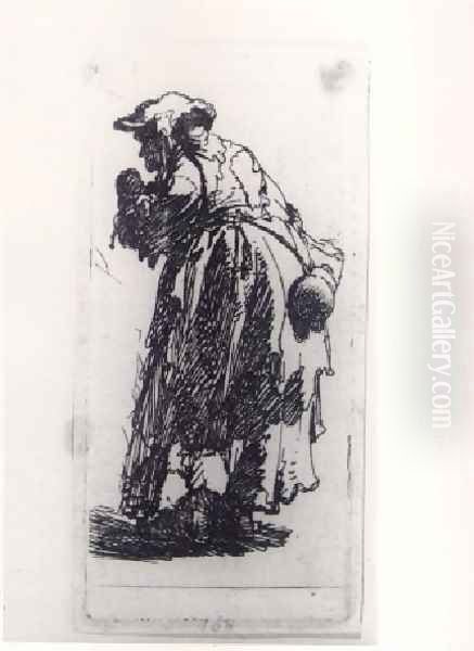 Old Beggar Woman With A Gourd 1630 Oil Painting by Rembrandt Van Rijn