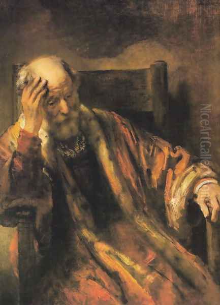 Old man on armchair Oil Painting by Rembrandt Van Rijn