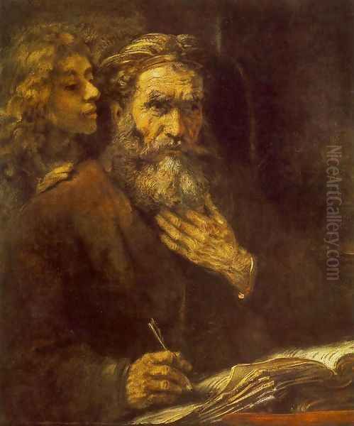 Evangelist Matthew and the Angel 1661 Oil Painting by Rembrandt Van Rijn