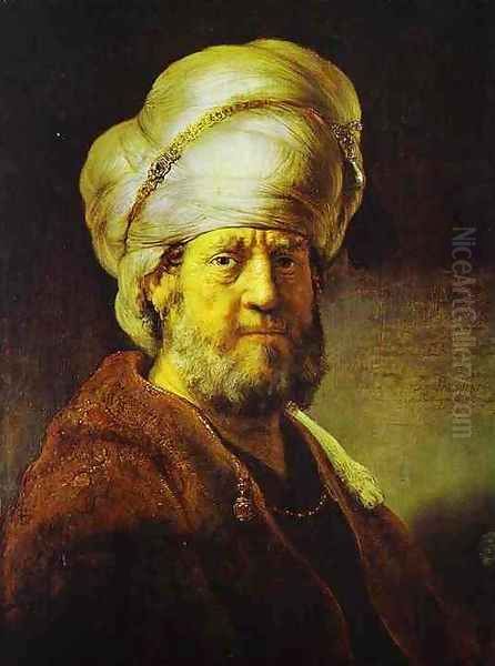 Portrait of a Man in an Oriental Costume Oil Painting by Rembrandt Van Rijn