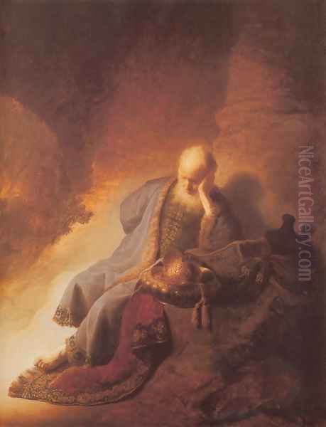 Jeremiah Lamenting the Destruction of Jerusalem 1630 Oil Painting by Rembrandt Van Rijn