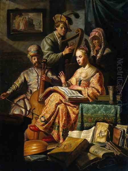 Musical Allegory Oil Painting by Rembrandt Van Rijn