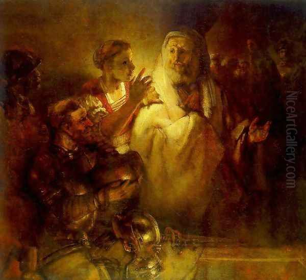 Peter Denouncing Christ 1660 Oil Painting by Rembrandt Van Rijn