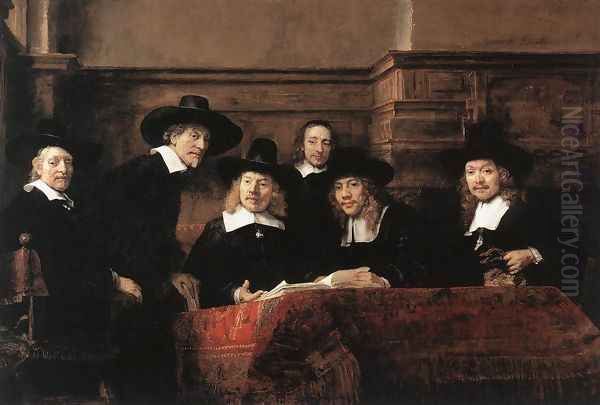 Sampling Officials of the Drapers' Guild 1662 Oil Painting by Rembrandt Van Rijn