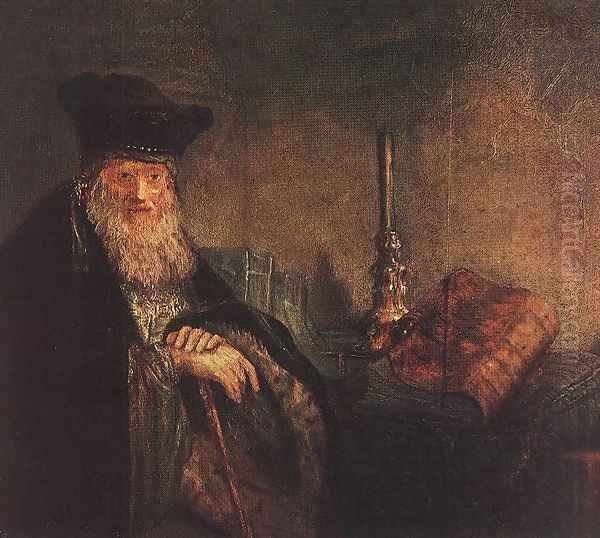 Old Rabbi (detail) 1642 Oil Painting by Rembrandt Van Rijn