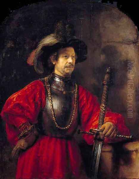 Portrait of a Man in Military Dress Oil Painting by Rembrandt Van Rijn