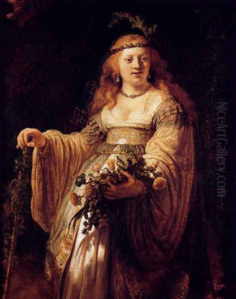 Flora Oil Painting by Rembrandt Van Rijn