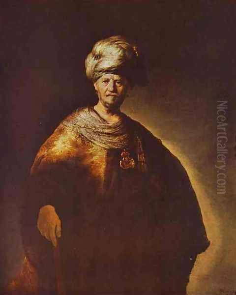 Portrait of a Noble (Oriental) Man Oil Painting by Rembrandt Van Rijn