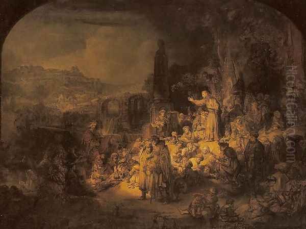 John the Baptist Preaching Oil Painting by Rembrandt Van Rijn