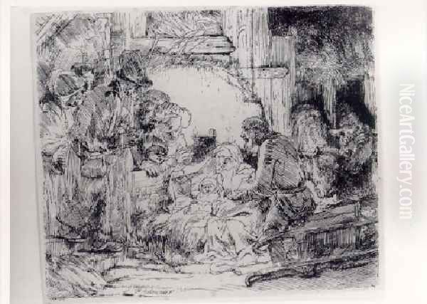 The Adoration Of The Sheperds With The Lamp Oil Painting by Rembrandt Van Rijn