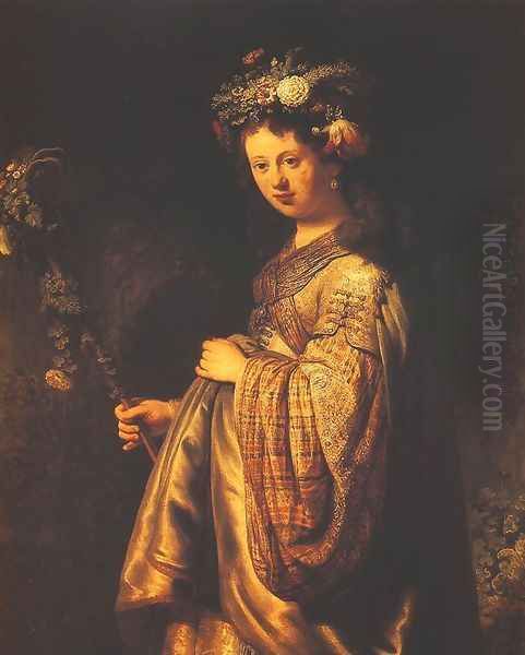 Saskia or Flora Oil Painting by Rembrandt Van Rijn