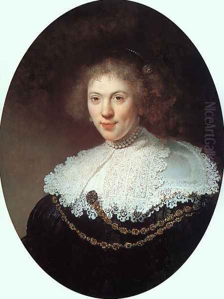 Woman Wearing a Gold Chain 1634 Oil Painting by Rembrandt Van Rijn