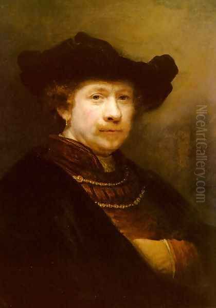 Portrait Of The Artist In A Flat Cap Oil Painting by Rembrandt Van Rijn