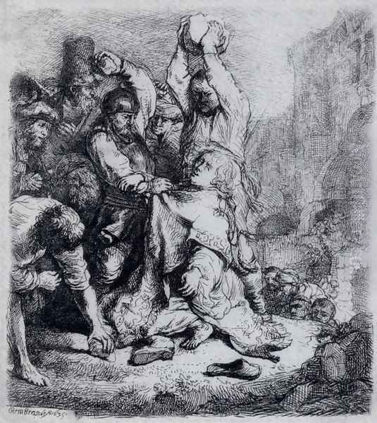 The Stoning Of St. Stephen 2 Oil Painting by Rembrandt Van Rijn