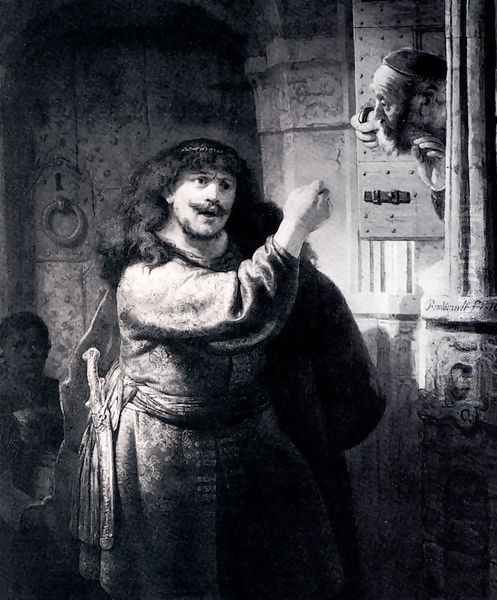 Samson Threatening His Father-in-Law Oil Painting by Rembrandt Van Rijn