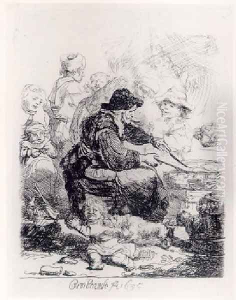 The Pancake Woman 1635 Oil Painting by Rembrandt Van Rijn