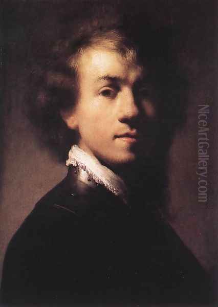 Self-Portrait with Lace Collar c. 1629 Oil Painting by Rembrandt Van Rijn