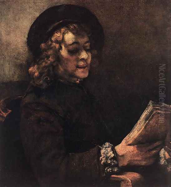 Titus Reading 1656 Oil Painting by Rembrandt Van Rijn