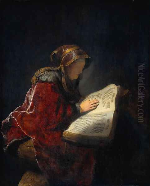 The Prophetess Anna (known as 'Rembrandt's Mother') Oil Painting by Rembrandt Van Rijn