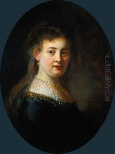 Portrait of Saskia van Uylenburgh (1612-1642) Oil Painting by Rembrandt Van Rijn