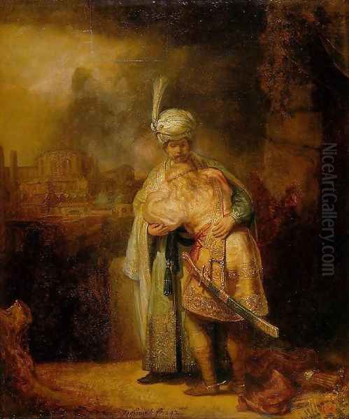 David and Jonathan Oil Painting by Rembrandt Van Rijn