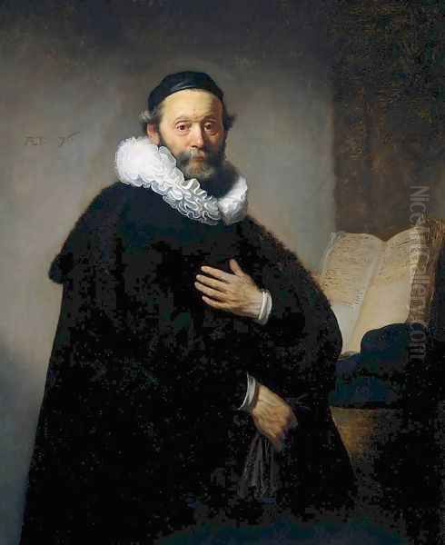 Johannes Wtenbogaert, Remonstrant Minister Oil Painting by Rembrandt Van Rijn