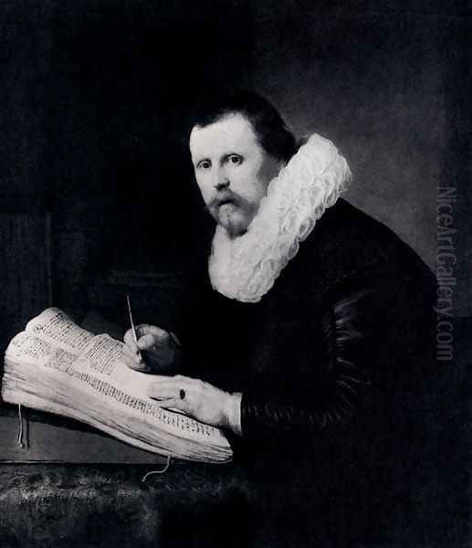 Young Man At His Desk Oil Painting by Rembrandt Van Rijn