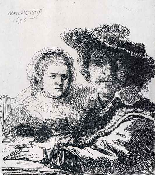 Self-portrait With Saskia Oil Painting by Rembrandt Van Rijn