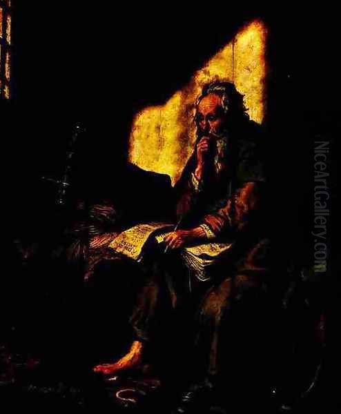 St. Paul in Prison Oil Painting by Rembrandt Van Rijn