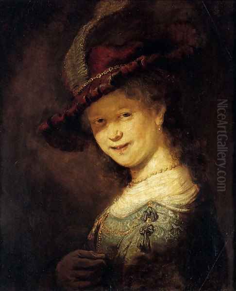 Saskia Laughing Oil Painting by Rembrandt Van Rijn