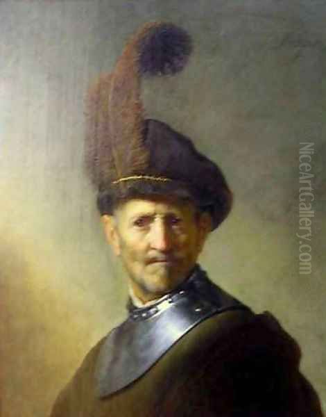 An Old Man in Military Costume Oil Painting by Rembrandt Van Rijn