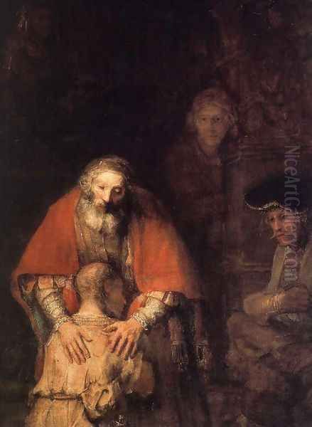 The Return of the Prodigal Son (detail -5) c. 1669 Oil Painting by Rembrandt Van Rijn