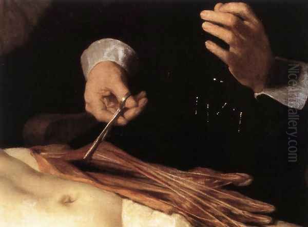 The Anatomy Lecture of Dr. Nicolaes Tulp (detail) 1632 Oil Painting by Rembrandt Van Rijn