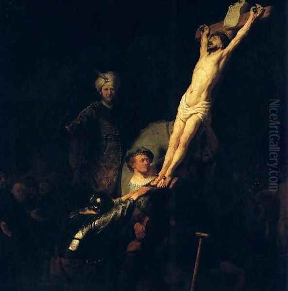 The raising of the cross,munich 1633 Oil Painting by Rembrandt Van Rijn