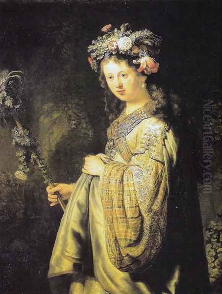 Portrait of Saskia 1635 Oil Painting by Rembrandt Van Rijn