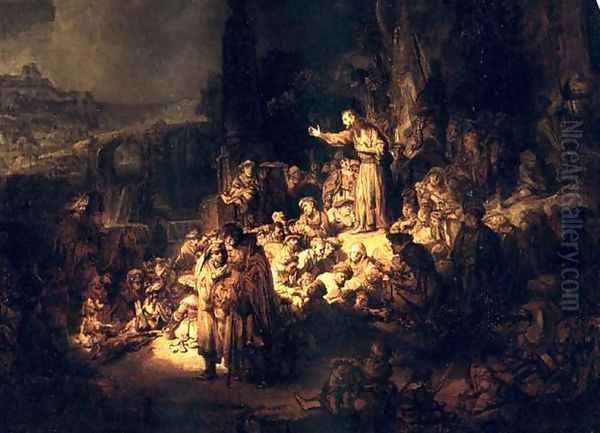 Predication De Jean Baptiste,berlin 1635 Oil Painting by Rembrandt Van Rijn