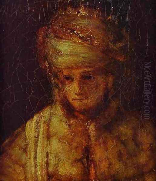 Assuerus. Detail of Assuerus, Haman and Esther Oil Painting by Rembrandt Van Rijn