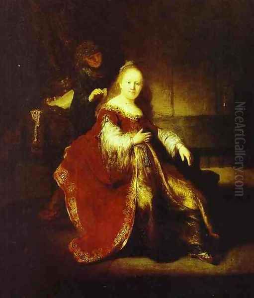 Esther Preparing to Intercede with Assuerus Oil Painting by Rembrandt Van Rijn