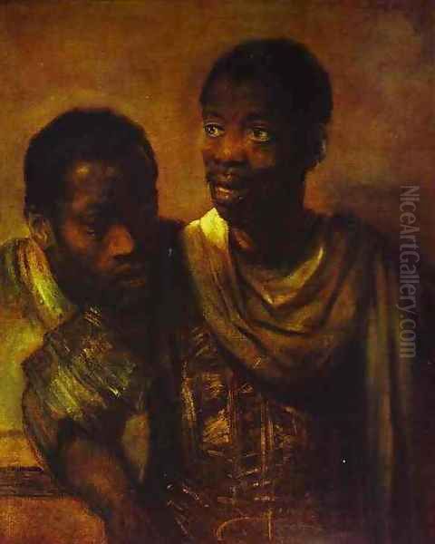 Two Negroes Oil Painting by Rembrandt Van Rijn