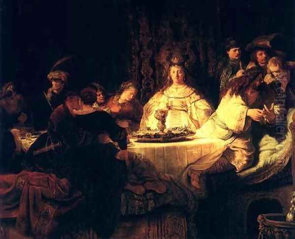 Samson Le Mariage Et L Enigme,dresde 1638 Oil Painting by Rembrandt Van Rijn