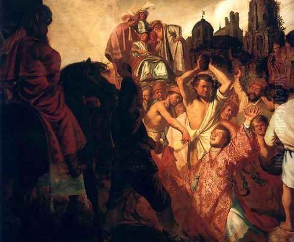 Lapidation De St Etienne.jpg Oil Painting by Rembrandt Van Rijn