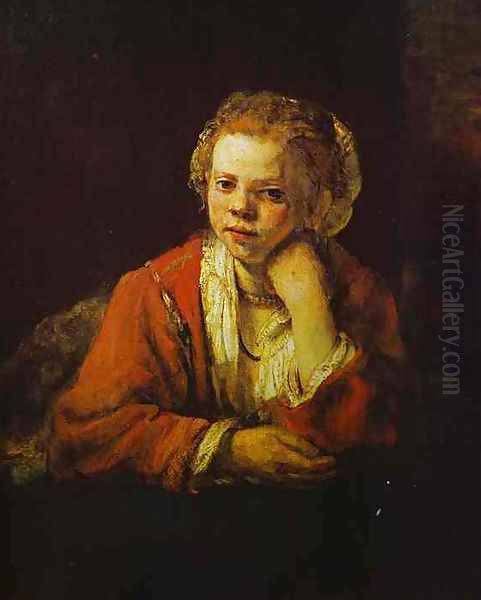 Young Girl at the Window Oil Painting by Rembrandt Van Rijn