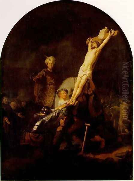 The raising of the cross [c. 1633] Oil Painting by Rembrandt Van Rijn