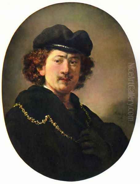 Self-Portrait with a Gold Chain Oil Painting by Rembrandt Van Rijn