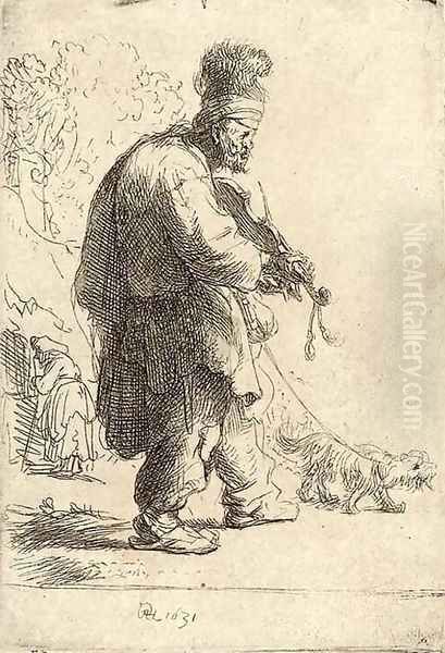 A blind Fiddler Oil Painting by Rembrandt Van Rijn