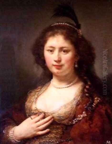 Lady with a Plume Oil Painting by Rembrandt Van Rijn