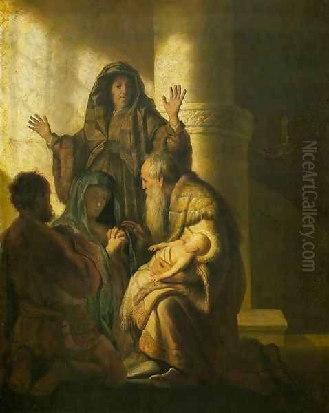 Simeon and Anna Recognize the Lord in Jesus Oil Painting by Rembrandt Van Rijn